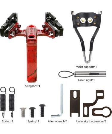 Faniewy Professional Slingshot Wrist Rocket Slingshot with Infrared Light Aiming System Sight for Hunting with Heavy Duty Launching Bands - red - Buy Online on GoSupps.com