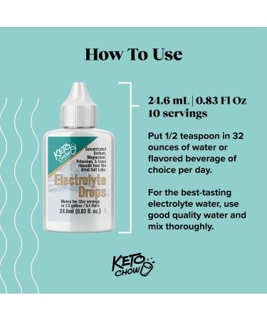 Keto Chow Electrolyte Hydration Drops | Sodium, Magnesium, Potassium & Trace Minerals | Keto & Fasting Friendly | Sugar Free | 24 ml (Pack of 1) - Buy Online on GoSupps.com