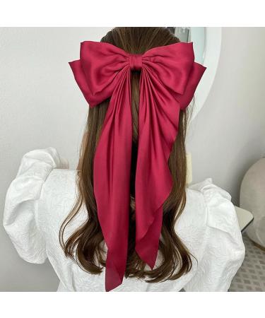 2Pcs Women Faux Satin Bowknot Hair Clip Back Head Hairpin with Spring Metal Clip Ribbon Bow Hair Pin Headwear - Buy Online on GoSupps.com