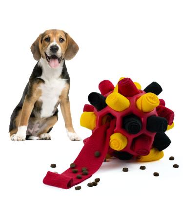 Larimu sniffing ball for dogs sniffing car sniffing toys interactive dog toys portable pets snuffle ball toy for small medium -sized dogs pet (black red gold)