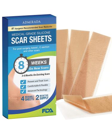 Scar Away Silicone Scar Sheets, Strengthened Formula Silicone Scar Tape, Scar Removal for All Scar Types, Fast Acting Silicone Scar Strips, Scar Remover, Scar Patches 5.9*1.6 ‘’
