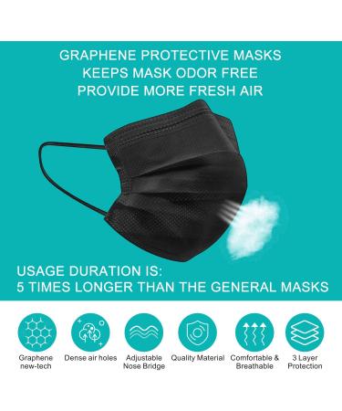SuperHC 50 Pcs Graphene Protective Masks - Black Disposable Face Mask - Buy Online on GoSupps.com