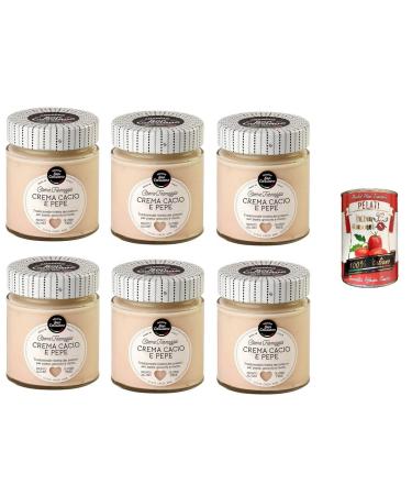 Italian Gourmet E.R. Cascina San Cassiano Pack of 6 cheese and pepper creams 150g + Gourmet Italian Pelati 400g