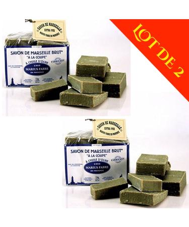 Marius Fabre - Savon de Marseille Brut la Coupe 1kg l'Huile d'Olive - LOT DE 2 - soit 2 kg de savons la coupe 10 pi ces