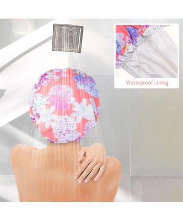 Sophinique Double Layer Waterproof Shower Cap Set - Red | Reusable, Hair Protection, Detangling Brush | for Women and Girls - Buy Online on GoSupps.com