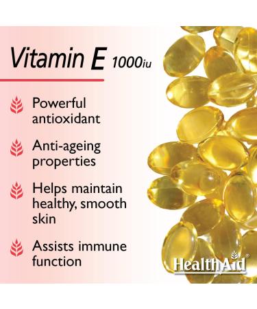 HealthAid Vitamin E 1000iu - 60 Capsules | Antioxidant Support | Skin Health | Immune System Booster - Buy Online on GoSupps.com