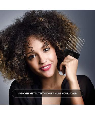 2 Pack Metal Hair Pick and Comb for Afro & Curly Hair Styling - Black - Buy Online on GoSupps.com
