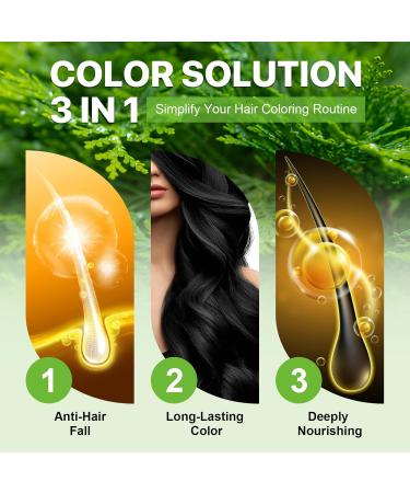  Uocasi Dye Shampoo For White Hair Instant Dye Shampoo For Men And Women - Natural And Durable Hair Care Shampoo Plant Dye 3 In 1-500 ML Black - Buy Online on GoSupps.com