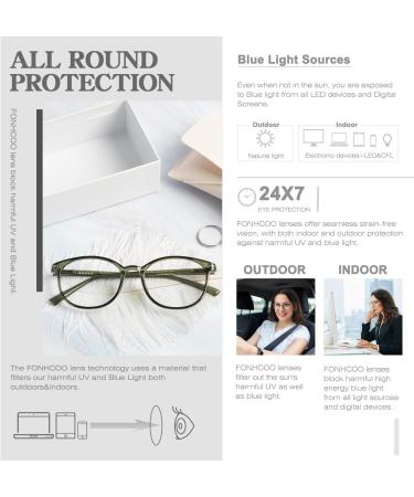 FONHCOO Blue Light Filter Glasses for Women | TR90 Anti-Fatigue Gaming Glasses - Lightweight Emerald Green - Buy Online on GoSupps.com