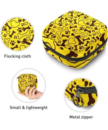 Shop Women's Portable Period Kit - Yellow Dog Bone Paw Love Pattern Storage Pockets Bag - Buy Online on GoSupps.com