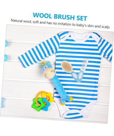 Toyvian 6 Pcs Baby Brush Set - Baby Bath Shower Head Shampoo & Hair Comb Set | Silicone Hair Scrubber & Wool Brush | Infant Hair Care Kit | Blue - 3pcs 14x5cm - Buy Online on GoSupps.com