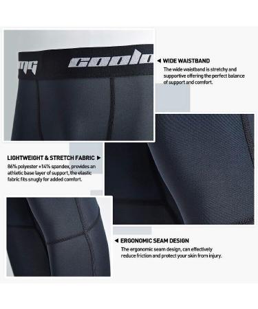 COOLOMG Youth Basketball Leggings Boys Men Compression Capri Tights - Gray XX-Small - Buy Online on GoSupps.com