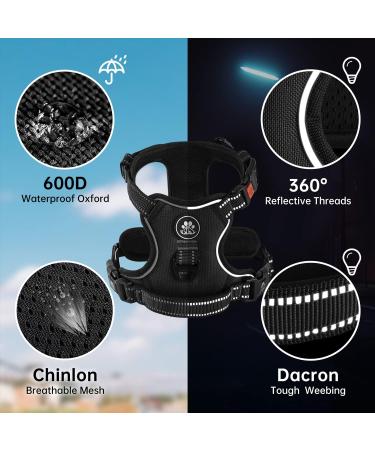 Nestroad XL Anti-Pull Dog Harness & Leash Set for Large Dogs - Adjustable Black Harness (Neck 43-64cm Chest 53-89cm) | Safety Belt Included - Buy Online on GoSupps.com