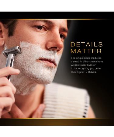 OneBlade Genesis Single Blade Safety Razor - Stainless Steel Pivoting Head for Thick Coarse Hair with Stand & 10 Japanese Feather FHS Refills - Buy Online on GoSupps.com