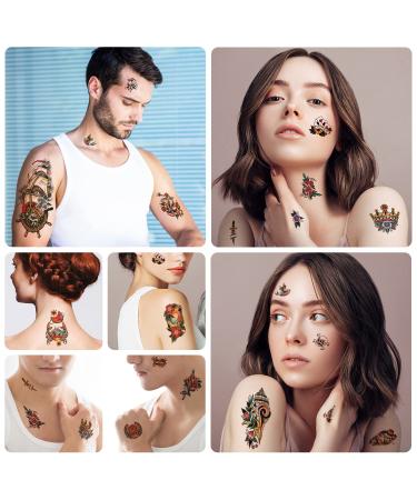 Yazhiji 77 Sheets Waterproof Temporary Tattoos for Men and Women - Half Arm Wolf, Peony, Butterfly, Snake Designs with Bonus 60 Sheets of Tiny Flower Tattoos for Kids - Buy Online on GoSupps.com