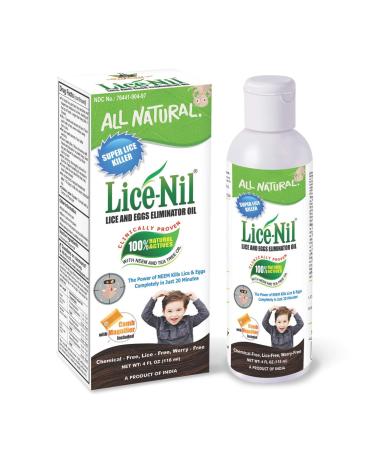 Lice-Nil Natural Head Lice Treatment Oil Kit - Kills Super Lice & Eggs - Guaranteed To Cure Lice - Safe, Non Toxic & Pesticide Free ( 4 FL OZ ) - Complete Lice Eliminator Kit With Oil & Comb