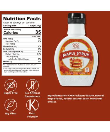 ChocZero Maple Syrup - Sugar Free, Low Carb, Gluten Free, Non-GMO - 2 Pack, 10.5 oz Bottles - Buy Online on GoSupps.com