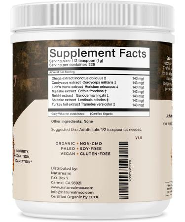 Naturealm Sacred 7 Mushroom Extract Powder 8 oz - Organic Herbal Nootropic Supplement - Buy Online on GoSupps.com