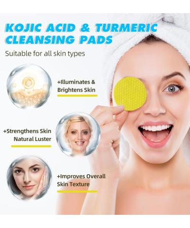 Turmeric Cleansing Pads for Dark Spots & Kojic Acid - 60 Count | Brightening Face Essentials - Buy Online on GoSupps.com
