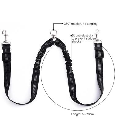 LZGOPE Double Dog Leash Adjustable Shock Absorbing Bungee Cord Dual Leash Coupler 360 Swivel Tangle-Free Reflective Leash Splitter for Daily Walking and Training of Medium to Large Dogs (Black) - Buy Online on GoSupps.com