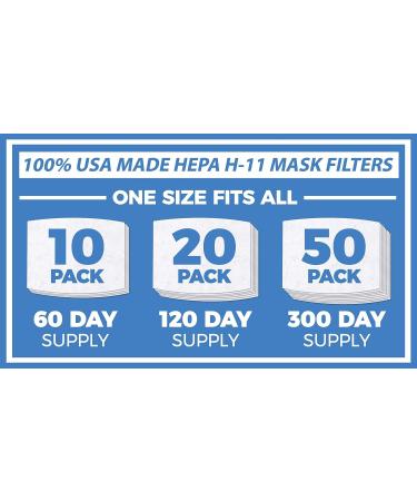 USA Made HEPA H-11 Face Mask Filter - Superior to PM2.5 - Pack of 50 - Buy Online on GoSupps.com