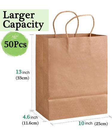 50Pcs Brown Kraft Paper Bags with Handles Bulk 10 * 4.6 * 13 inch Paper Gift Bags Shopping Bags for Wedding Party Favor Recycled Large Paper Bags Craft Gift Grocery Retail Bags - Buy Online on GoSupps.com
