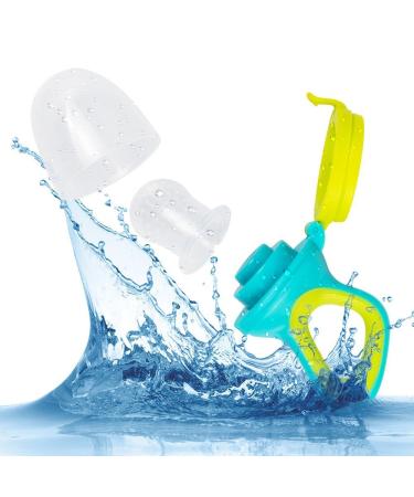 Baby Food Feeder 2 Pack Fruit Pacifier Set | 6 Silicone Pacifiers | Dispensing Spoon | Baby Feeding Set in Green - Buy Online on GoSupps.com