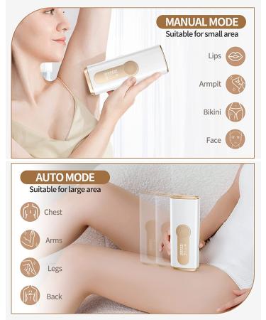 AMOTAOS IPL Hair Removal Laser with Cooling - 3-in-1 At-Home Device for Women and Men - 999900 Flashes - 9 Levels - Permanent Hair Removal - Face, Armpit, Arm, Bikini, Leg - White&Gold - Buy Online on GoSupps.com