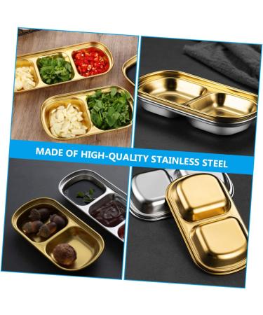 Milisten 3pcs Seasoning Dish Korean Seasoning Plate 304 Stainless Steel 20x8cm Gold - Buy Online on GoSupps.com