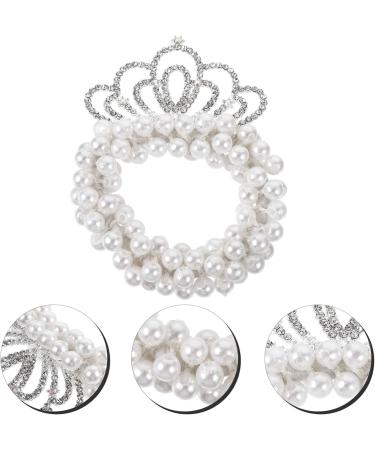 Beavorty pearl crown hair ties girls hair ties elastic ponytail holder hair ties for girls pearl hair scrunchies hair scrunchies for girls child plastic hair accessories pearl beads - Buy Online on GoSupps.com