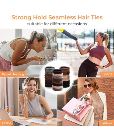 200 PCS Brown Hair Ties Elastic Bands for Thick Thin Hair - Non-slip Ponytail Holders Hair Accessories for Women Men - Shop Now! - Buy Online on GoSupps.com