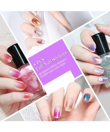 22 Sheets Pure Color Shine Flower Nail Polish Stickers with File - Nail Art Decals for Women & Girls - Buy Online on GoSupps.com