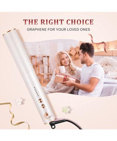 2-in-1 Hair Straightener Brush with Anti-Scald Technology | Fast Heating | 5 Temp Settings | Ceramic Straightening Comb for Women - White - Buy Online on GoSupps.com