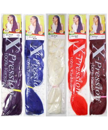 XPRESSION (X-pression) Premium Ultra Braid 82" Hair Extension 35 Brown Burgundy