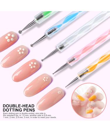 Fandamei 22-Part Nail Art Brush Set - 15 Nail Brushes 5 Dotting Pens Sponge Brushes & Tweezers for Professional Nail Design - Pink - Buy Online on GoSupps.com
