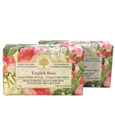 Wavertree & London English Rose (2 Bars)  7oz Moisturizing Natural Soap Bar  French -Milled and enriched with Shea Butter