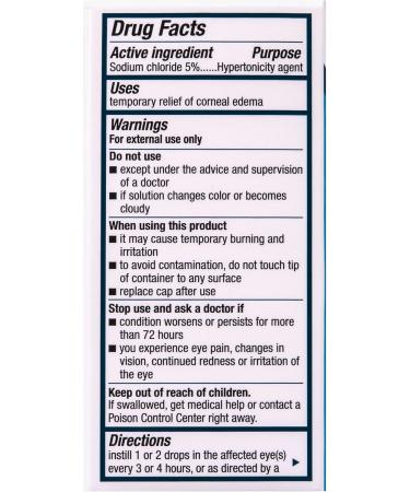 Muro 128 Solution Sodium Chloride Hypertonicity Ophthalmic Solution 5% Temporary Relief of Corneal Edema 0.5 fl oz (15 mL) (Pack of 2) - Buy Online on GoSupps.com