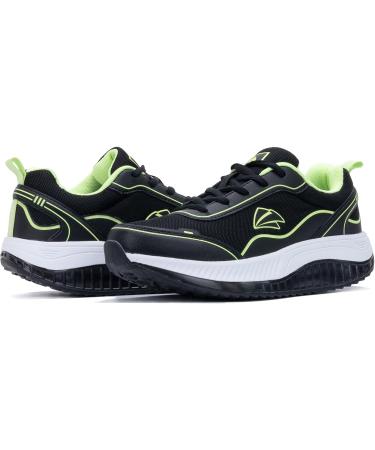 Shop QAUPPE Women's Walking Shoes - Arch Support Wide Fit Orthotic Sneakers for Plantar Fasciitis Relief - Comfort & Style in Black/Green 9W - Buy Online on GoSupps.com
