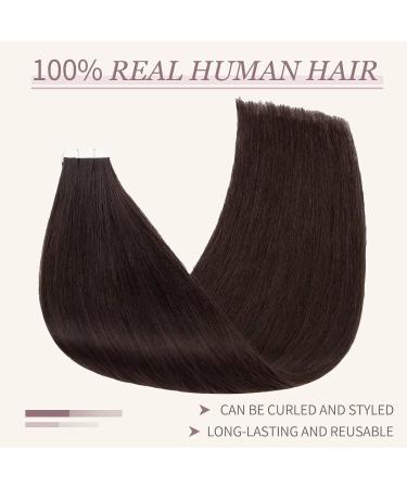 Tess Tape Extensions Real Hair #2 Dark Brown 60 cm - 20 Pack Remy Adhesive Tape In Hair Extensions - Buy Online on GoSupps.com