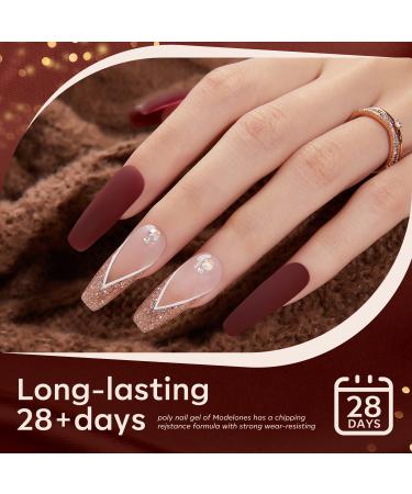 Modelones Poly Nail Gel Kit with Nail Lamp - 6 Colors Burgundy Red Brown Champagne Gold Builder Gel Kit for Fall & Winter | Nail Extension, French Manicure DIY at Home - Buy Online on GoSupps.com