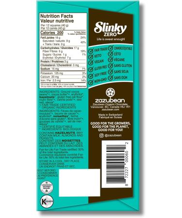 Zazubean SLINKY Chocolate bars - No Added Sugar NON-GMO Fair trade Gluten free Soy Free (Creamy Hazelnut 1 Count (Pack of 6)) Creamy Hazelnut 1 Count (Pack of 6) - Buy Online on GoSupps.com