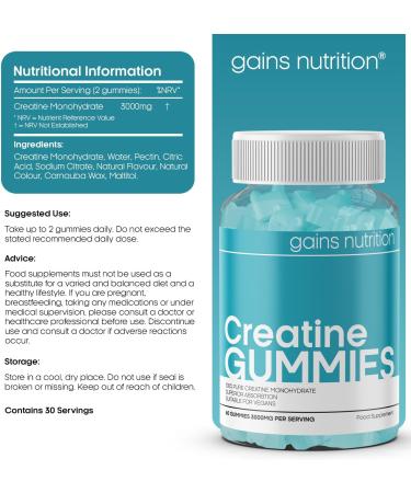 Creatine Gummies: 3000mg Monohydrate for Men & Women - 60 Chewables - Vegan & Natural Berry Flavor - Buy Online on GoSupps.com
