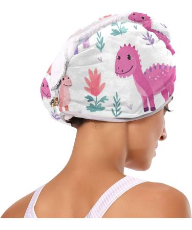 Pink Purple Dinosaur Hair Towel 2 Pack | Super Absorbent Quick Dry Turbans for Women & Girls - Buy Online on GoSupps.com