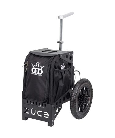 Dynamic Discs Compact Cart by ZCA | Disc Golf Caddy | Disc Golf Bag Insert Included | Built-in Disc Golf Seat | Two Water Bottle Holders Included Black