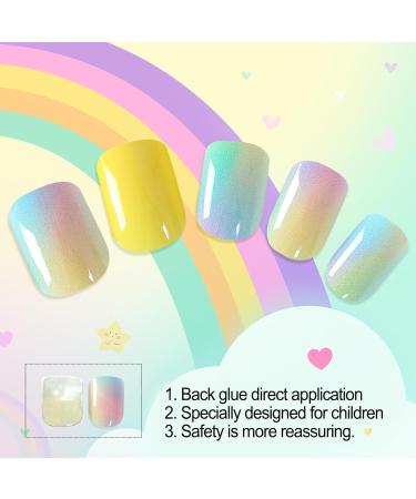 Press On Nails for Kids Little Girls Fake Nails - Children Fake Artificial False Nail Tips Pre Glue Full Nails for Girls Kids Decoration - Buy Online on GoSupps.com