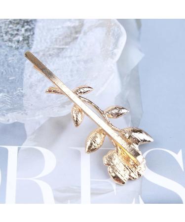 Yheakne Rose Hair Clip Pin Vintage Gold One Word Clip Hair Clip French Rose Retro Bobby Pins Decorative Hair Accessories for Women and Girls (Rose) - Buy Online on GoSupps.com
