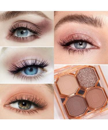 Buy 4-Color Eyeshadow Palette | Champagne Rose Gold Brown Matte & Shimmer | Highly Pigmented Waterproof & Easy to Carry - Buy Online on GoSupps.com