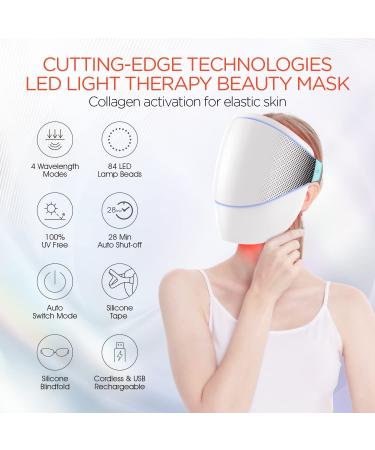 Buy Eono LED Face Mask | Cordless Rechargeable Light Therapy for Anti-Aging & Acne Control - 4 Color Skin Treatment - Buy Online on GoSupps.com