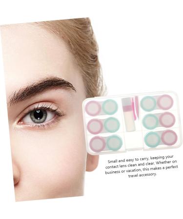 Shop Solustre Contact Lens Storage Kit - 2 Sets of Cube Containers & Tweezers | Transparent Plastic Macaron Organizer 16x10cm - Buy Online on GoSupps.com