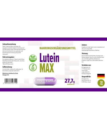 Lutein Eyes 50mg - 90 Vegan Capsules High Dose Non-GMO Laboratory Tested for Optimal Eye Health - Buy Online on GoSupps.com